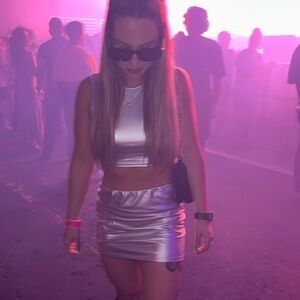 SHEIN metallic silver two-piece set